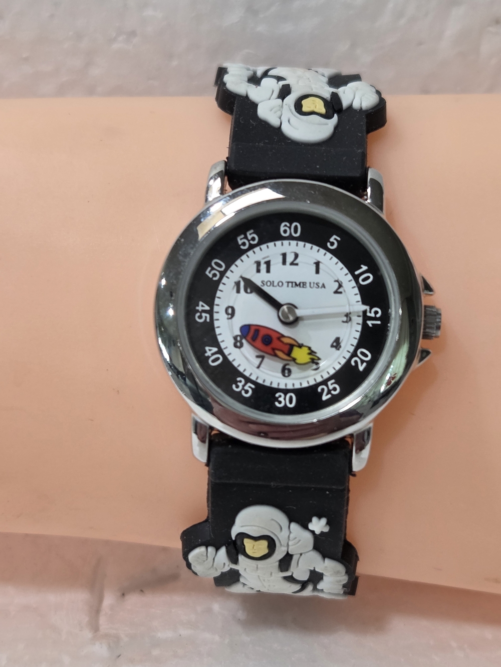 SOLO SPACE Kids Black Rocket Silicone Watch